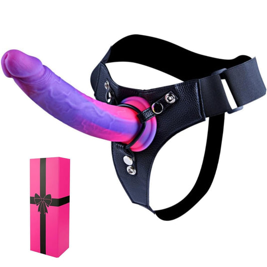 Strap-On Harness and Dildo Set: Wearable Realistic Silicone Dildos in 2 Sizes