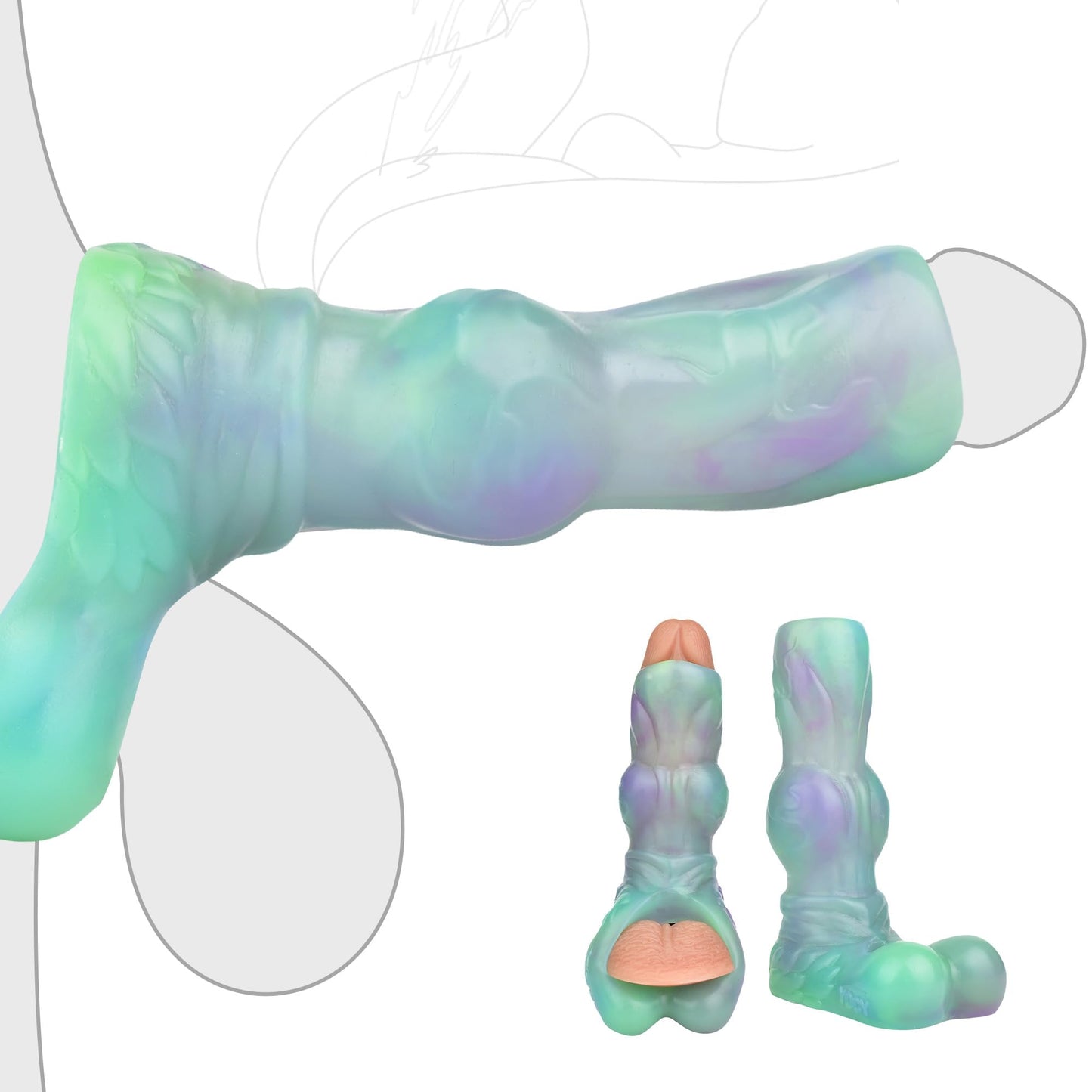 Realistic Glow G-spot mimics Animal Dildo Sleeve for Women, Stretchy Stretch Good, Glow in The Dark, ano-Vaginal Dildo Sleeve Sex Toy, Adult Toy Novelty for Couples