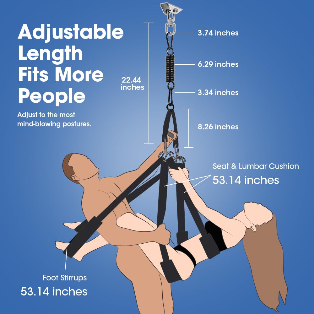 Adult Sex Swing for Couples 360° Spinning – 2-in-1 BDSM Bondage Kit with Premium Stand, Thick Padded Straps & Adjustable Restraints, Erotic Leather Swing Toy