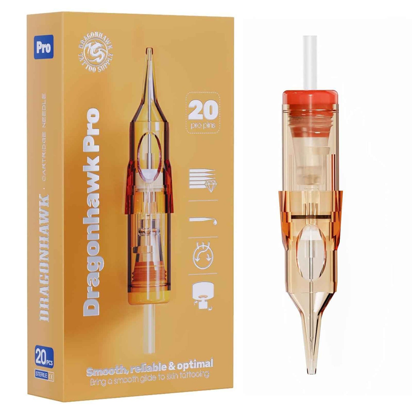 Dragonhawk Pro Tattoo Needles Cartridges,Pro Needles Pins for Super Artists,20 Pcs Disposable
