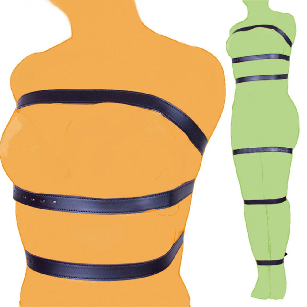 Body Combination Restraint Leather Belt - Davidsource 7 Pieces/Set Faux Leather Black Belt Body Combination Bondage Restraint Straps SM Binding Kit