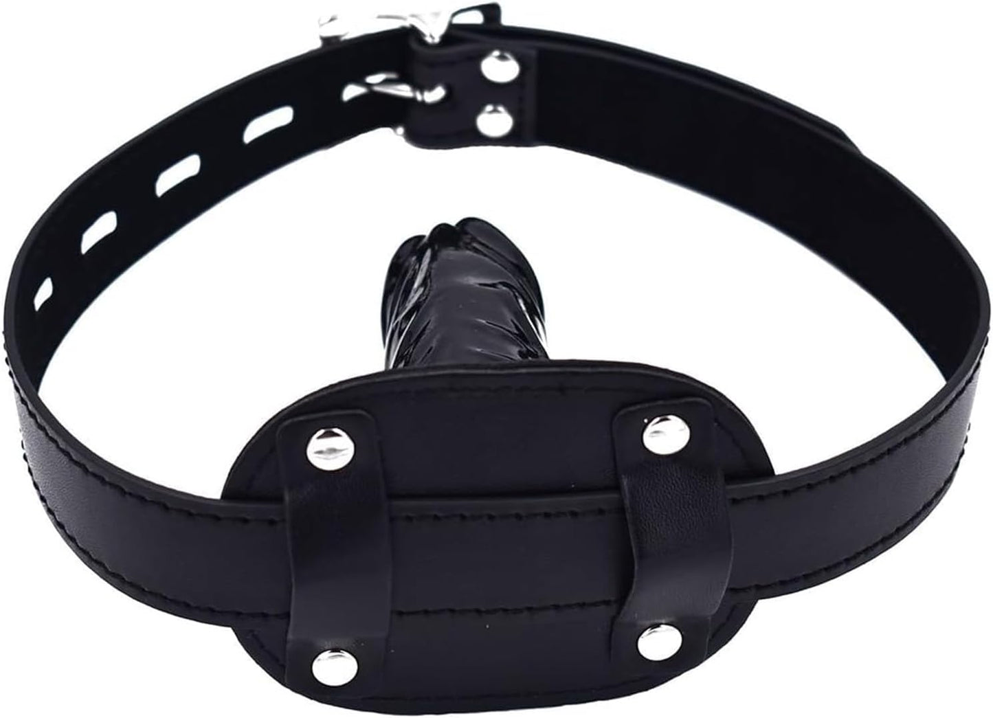 Dildo Gag SM Realistic Silicone Penis Mouth Ball Gag with Lock Adjustable Leather Bondage Restraints Straps for Adult Couples BDSM Sex Game Fantasy Mouth Sex Toy