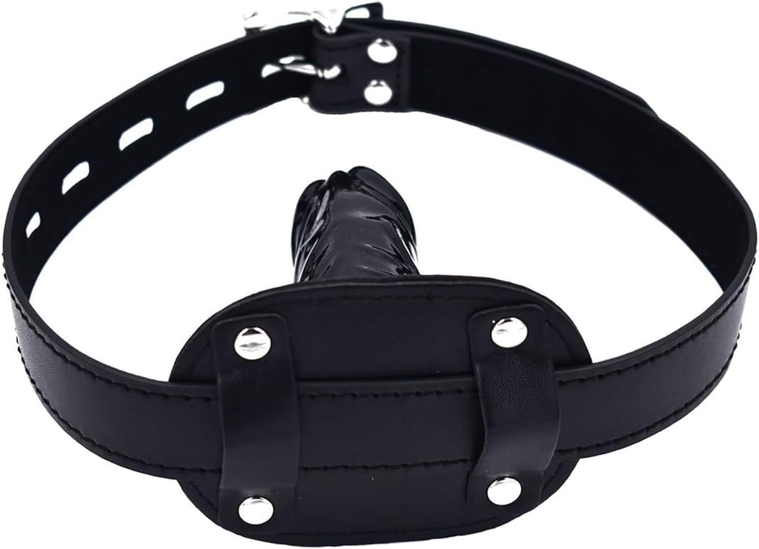 Dildo Gag SM Realistic Silicone Penis Mouth Ball Gag with Lock Adjustable Leather Bondage Restraints Straps for Adult Couples BDSM Sex Game Fantasy Mouth Sex Toy