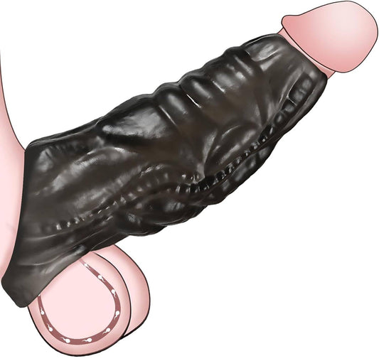 Monster Penis Sleeve with 3 Textures, Girth Enhancer for Men, Soft Silicone Cock Extender, Reusable Penis Sheath for Enlarge & Delay, Realistic Veins Sex Toys for Couples