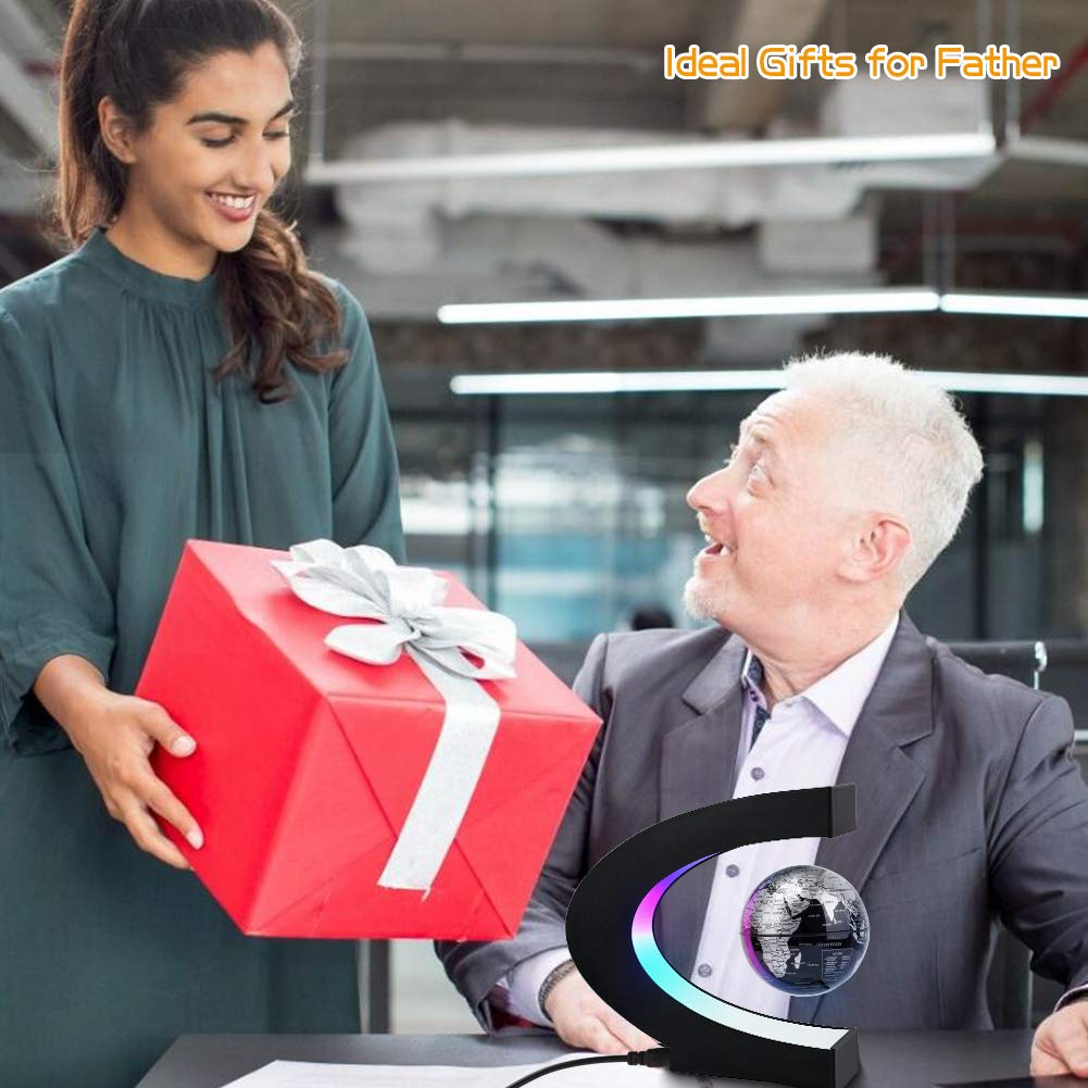 MOKOQI Magnetic Levitating Globe with LED Light, Cool Tech Gift for Men Father Boys and Girls, Birthday Gifts for Kids, Floating Globes World Desk Gadget Decor in Office Home Display