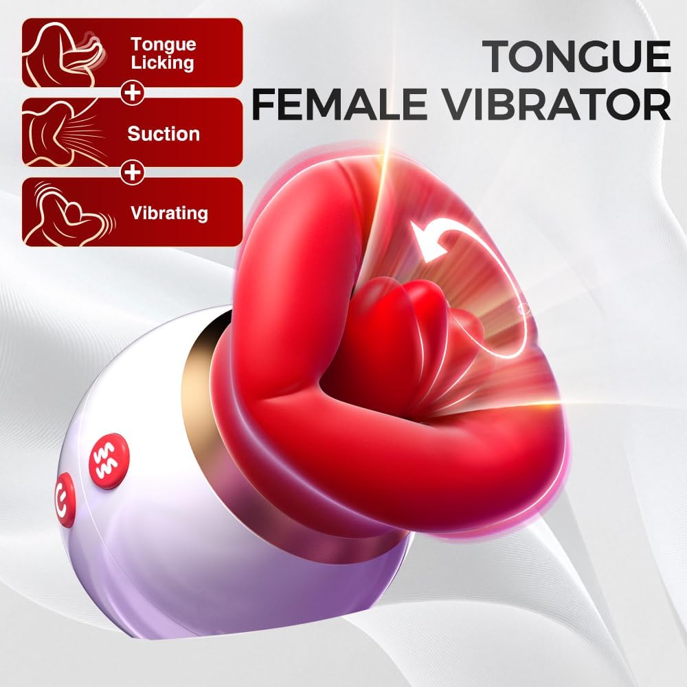 Nipple Viboators for Women, Licking & Vibration & Thrusting Jelly Lips Tongue, Sucker Toys Y122*