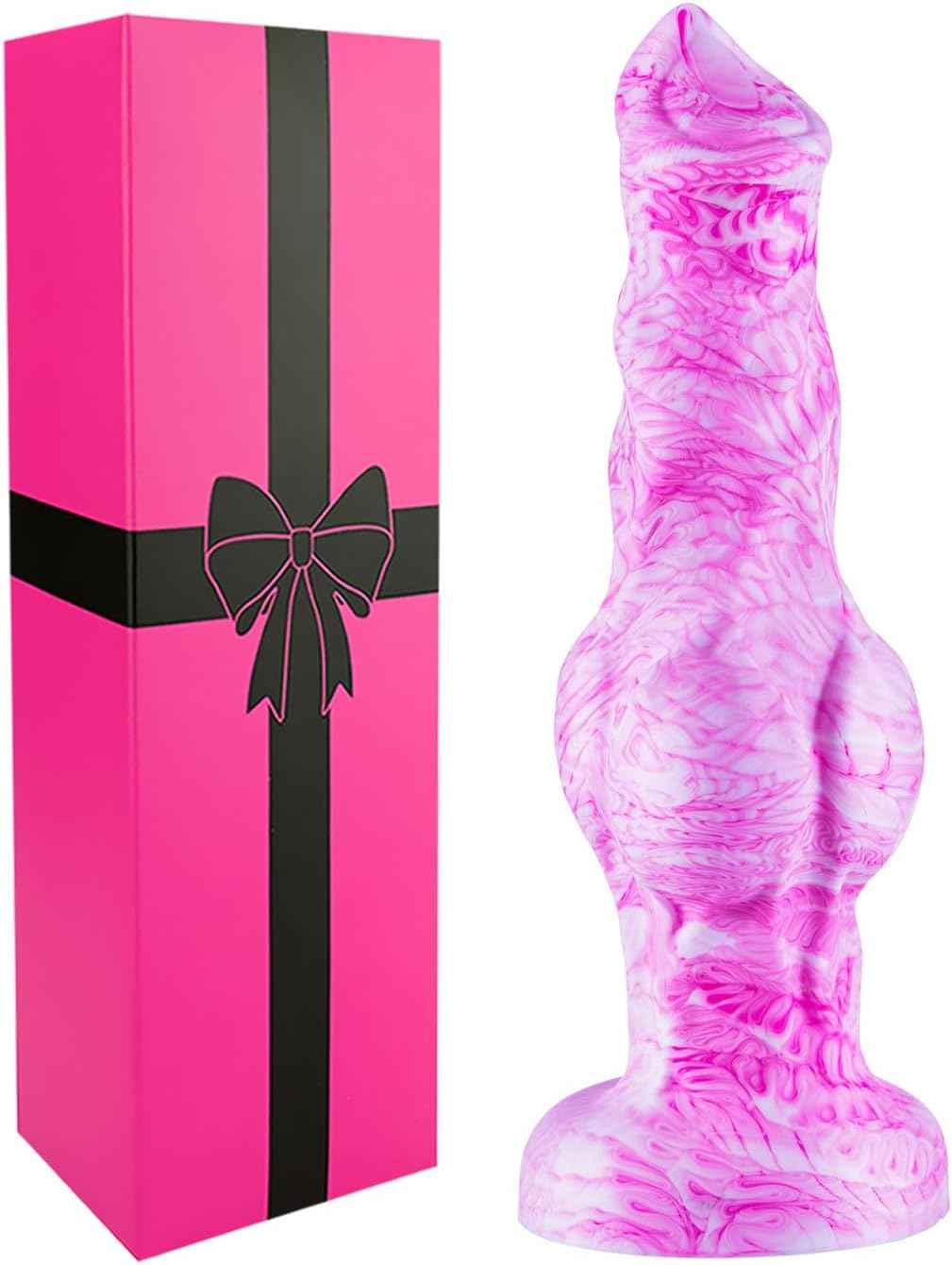 6 Inch Silicone Small Wolf Dog Knot Dildo Alien for Beginner, 5 Inch Animal Furry Canine Anal Dildo With Suction Cup, Realistic Monster Fantasy Dildos Anal Plug for Strap on Sex Toy for Women Men Pink