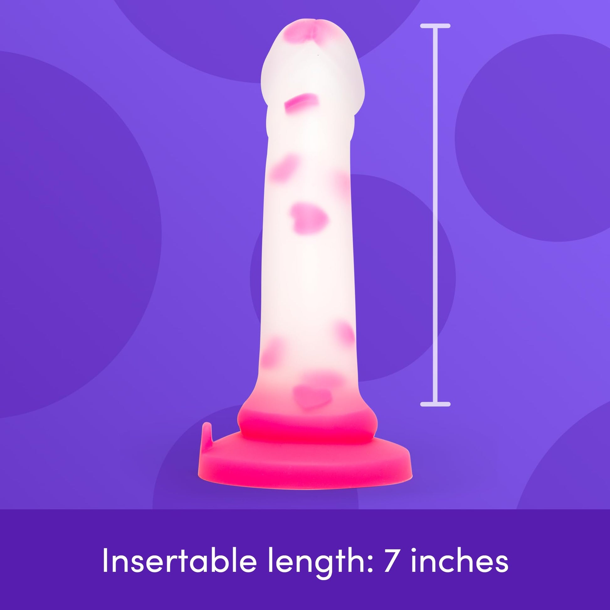Lovehoney Heart Realistic Dildo - 8 Inch Suction Cup Dildo for Women - Liquid Silicone Curved Strap On Harness Compatible - Curved G Spot Stimulator - Adult Sex Toys for Couples - Clear & Pink