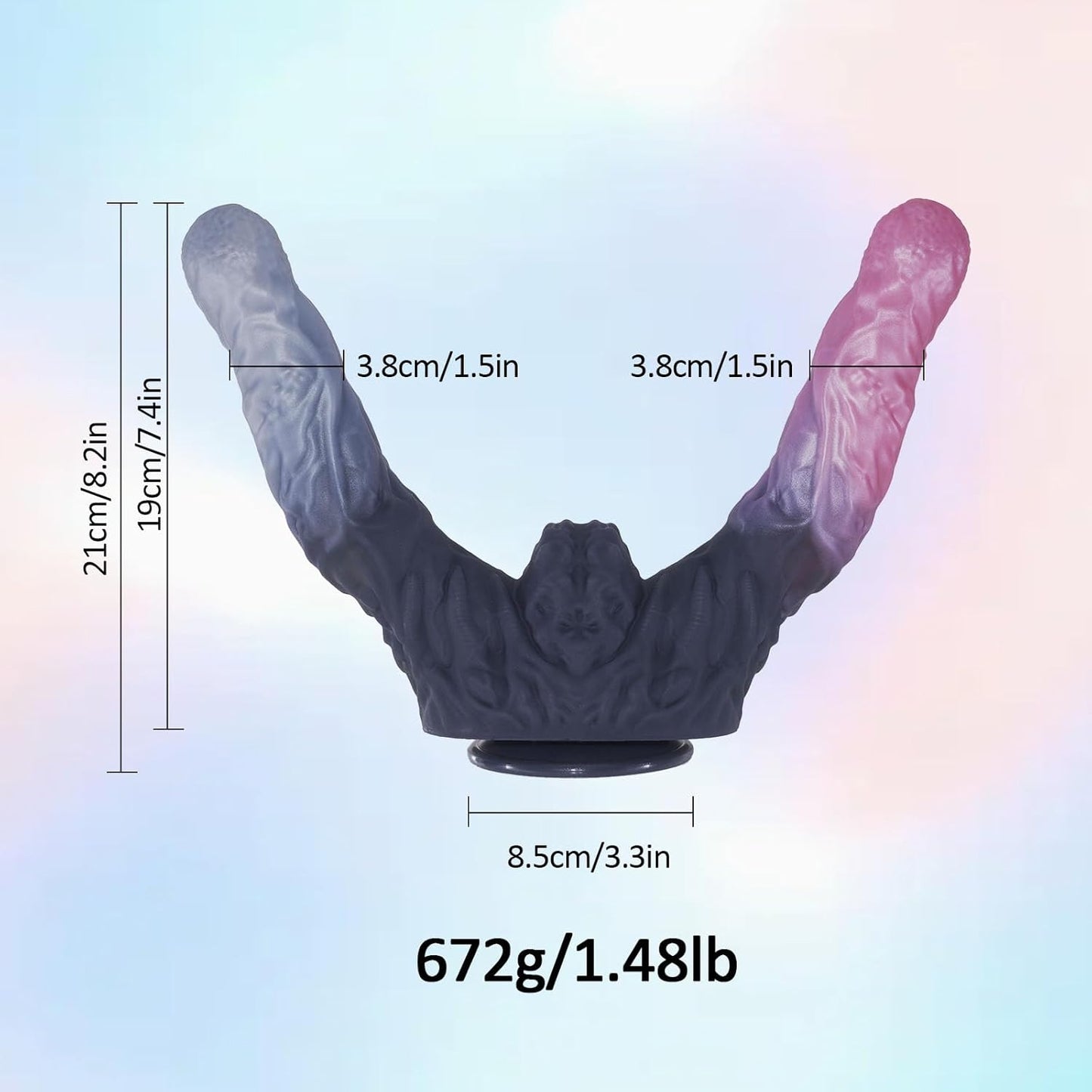 Realistic Double-Ended Dildo - 8'' Silicone Soft Dildo with a Powerful Suction Cup, Suitable for Vaginal and Anal Stimulation, Double-Ended Fantasy Dildos, Sex Toy for Men, Women and Lesbians
