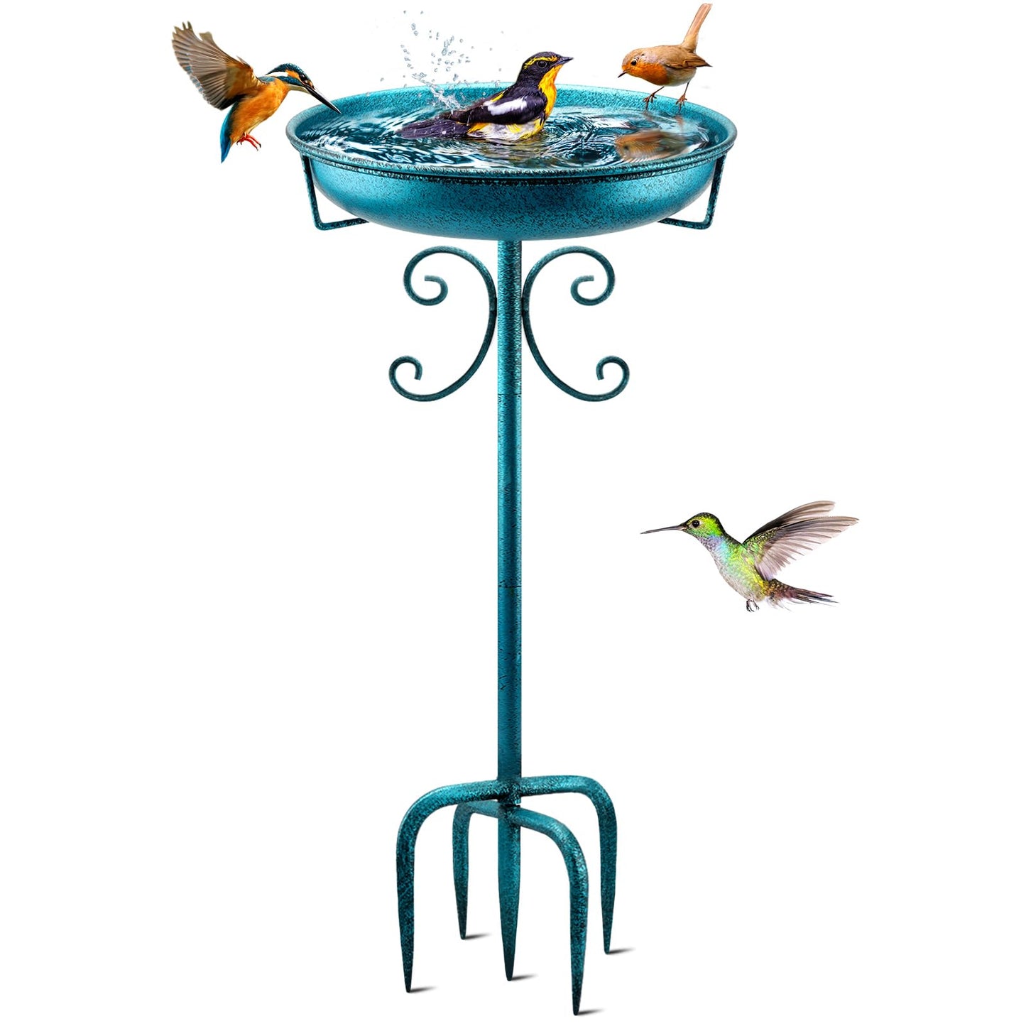 Daoeny Heavy Duty Bird Baths for Outdoors, 35In Outdoor Freestanding Birdbaths & Birdfeeder, Bird Bath Feeder Bowl with Metal Stake Garden Patio Yard Lawn Decor, Upgraded 5-Pronged Base
