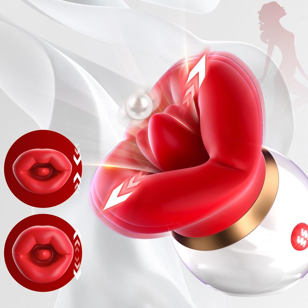 Nipple Viboators for Women, Licking & Vibration & Thrusting Jelly Lips Tongue, Sucker Toys Y122*