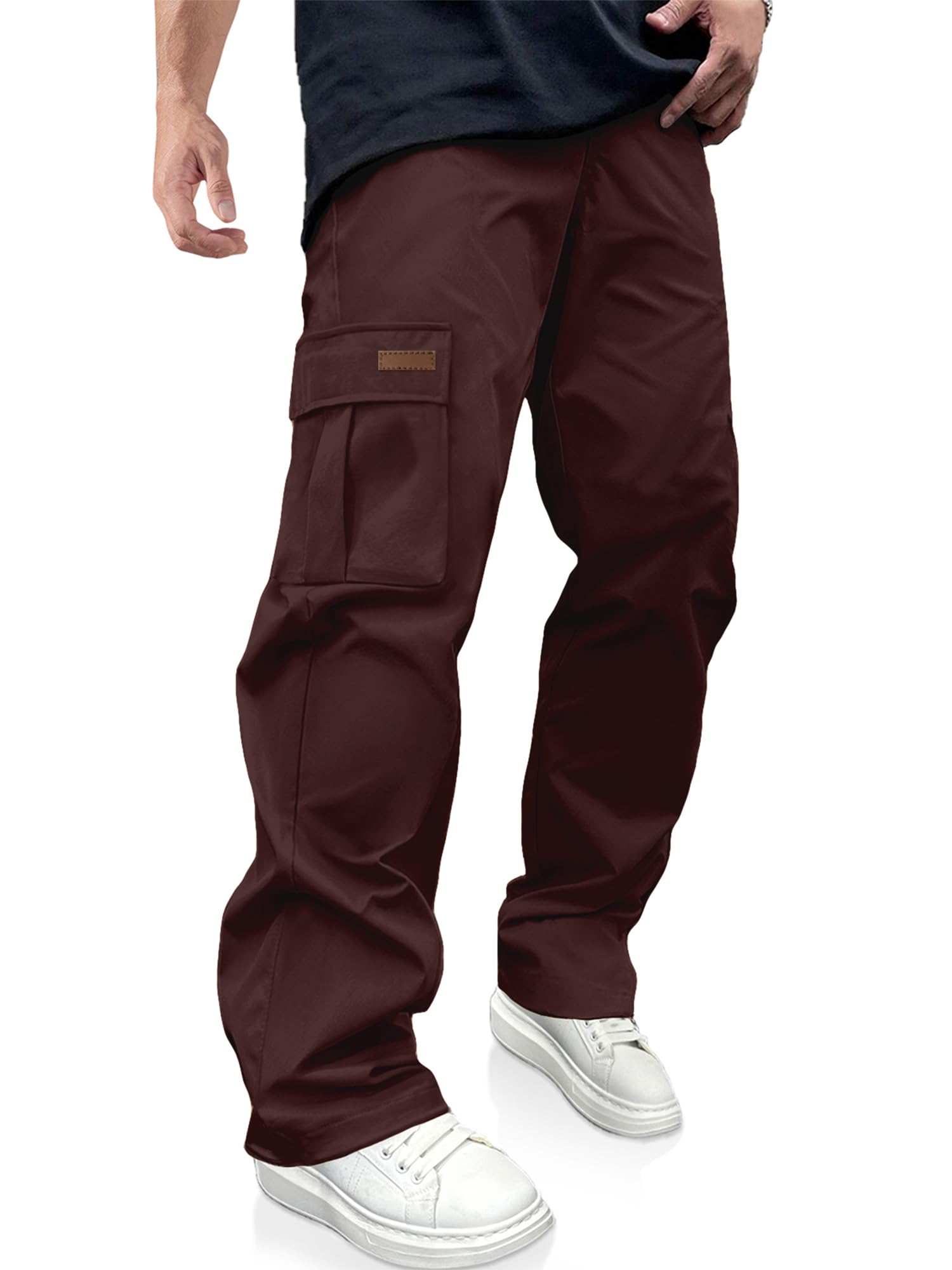PLEPAN Men's Casual Cargo Pants Drawstring Hiking Workout Tactical Joggers Sweatpants for Men with Pockets