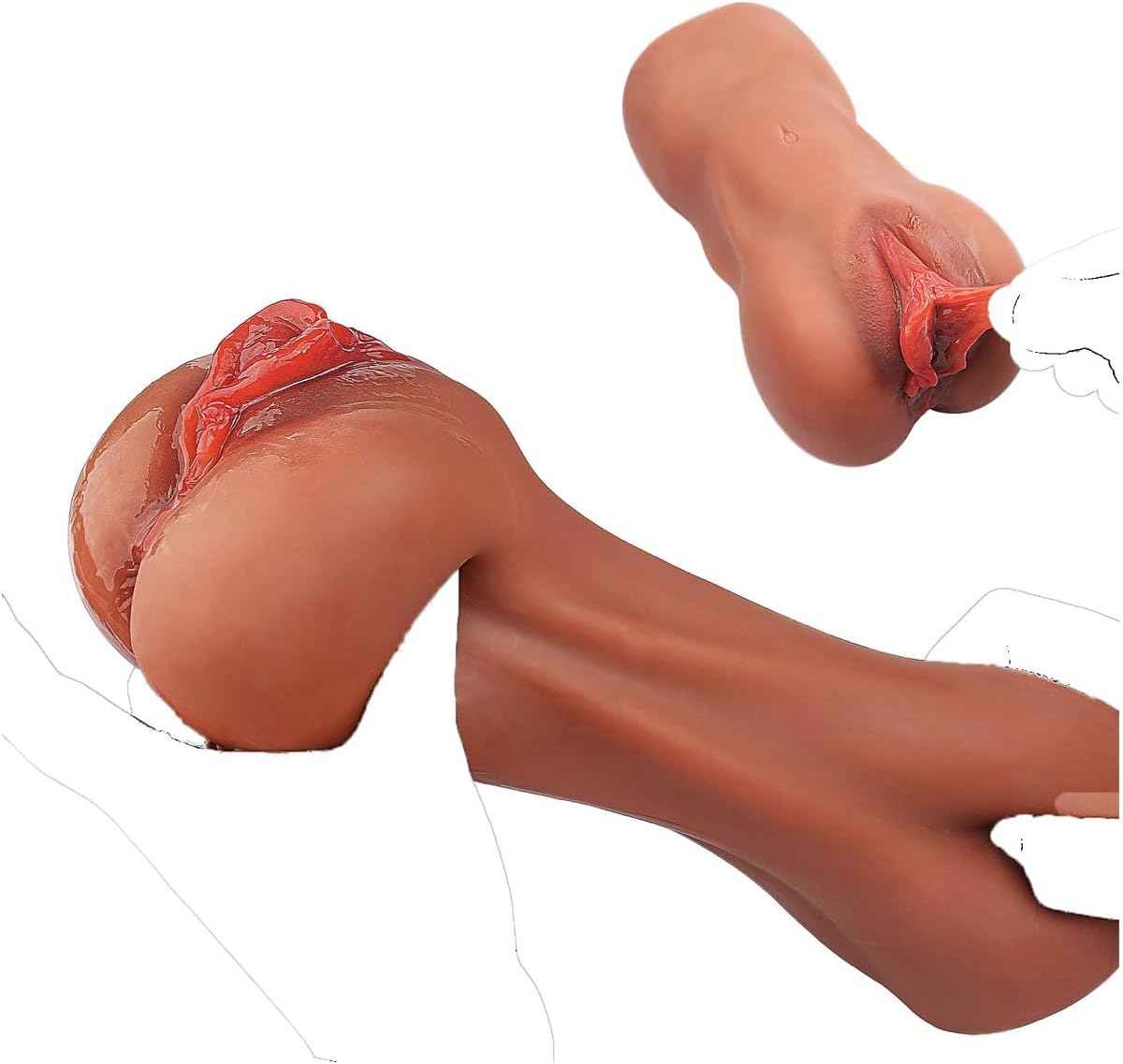Men's Sex Toys Male Masturbators Realistic Adult Toys Sex Doll 3D Lifelike 2 in 1 with Vagina Anal Black Pocket Pussy for Men Masturbator Pocket Pussies Adult Toys (Tan&Brown)