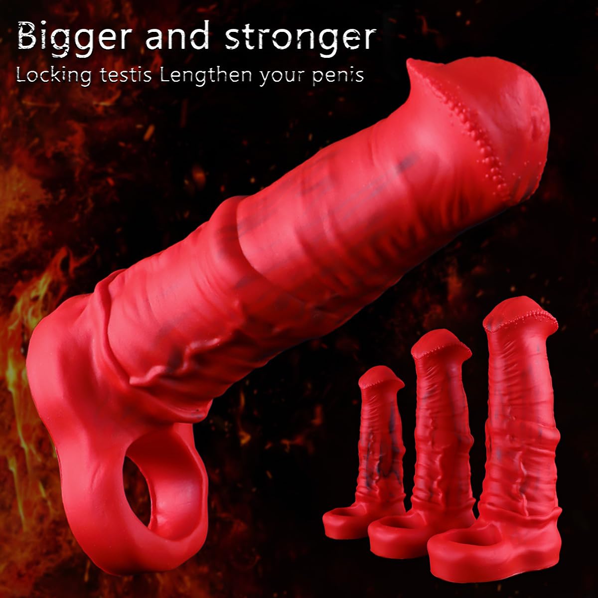 Realistic Horse Penis Sleeve Monster Penis Sleeve Extender 3 Sizes Silicone Reusable Horse Dildo Men Penis Sleeves Extender,Realistic Dildo Penis Sleeve, Adult Male Sex Toys for Men Couple