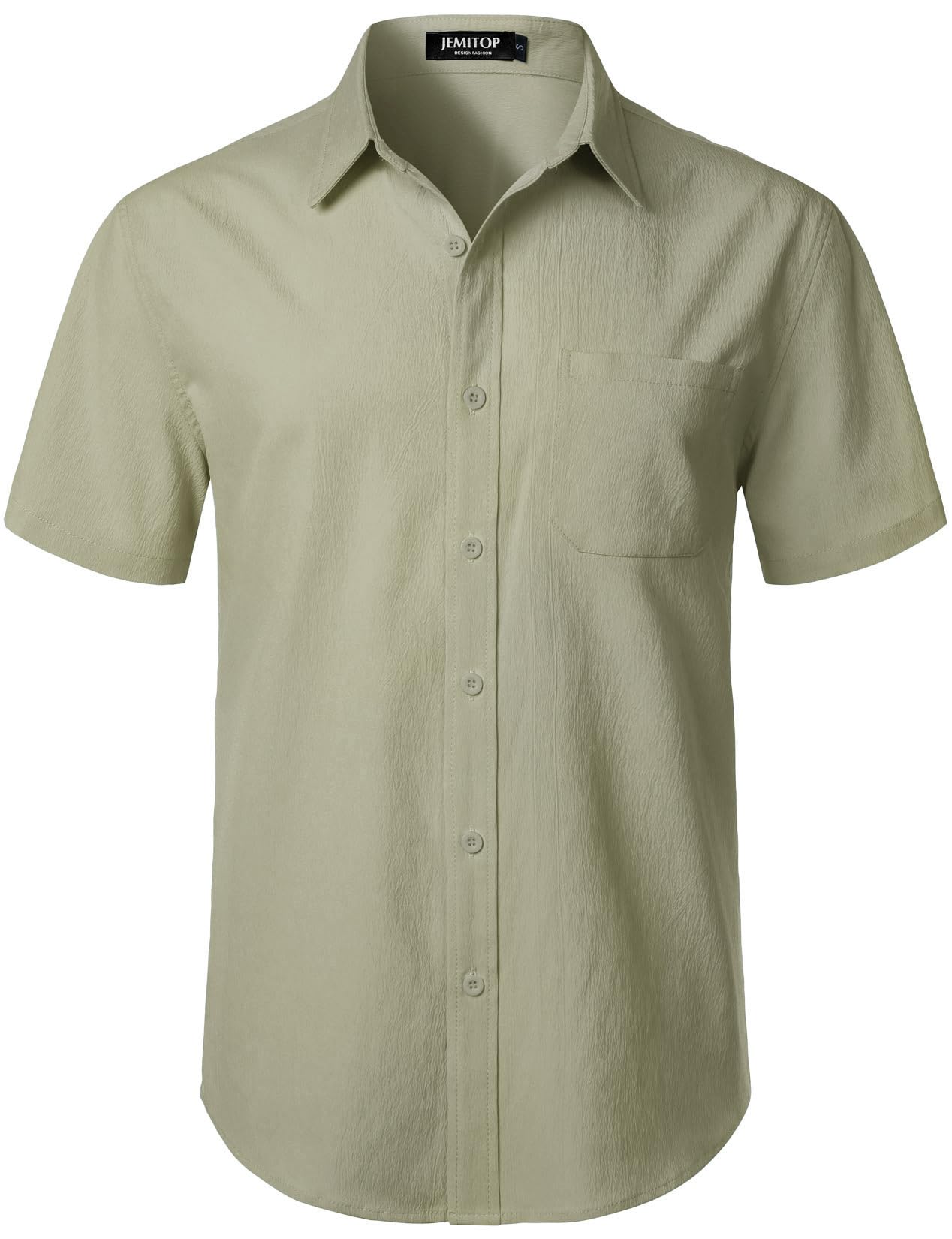 JEMITOP Men's Stretch Wrinkle Free Short Sleeve Texture Shirt Lightweight Summer Button Down Shirts for Beach Vacation