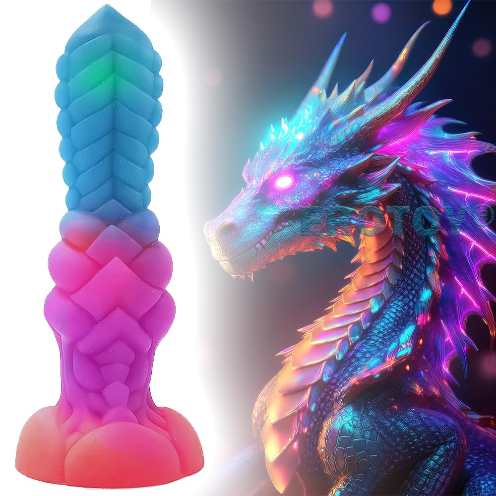 Fantasy Monster Dildo with Balls U & G-spot Dragon Dildo with Suction Cup, Long Anal Plug Adult Sex Toys & Games for Women Men Couples