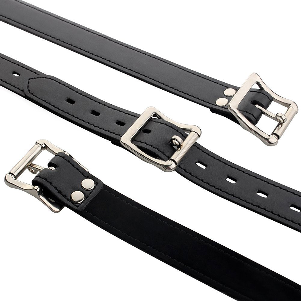Body Combination Restraint Leather Belt - Davidsource 7 Pieces/Set Faux Leather Black Belt Body Combination Bondage Restraint Straps SM Binding Kit