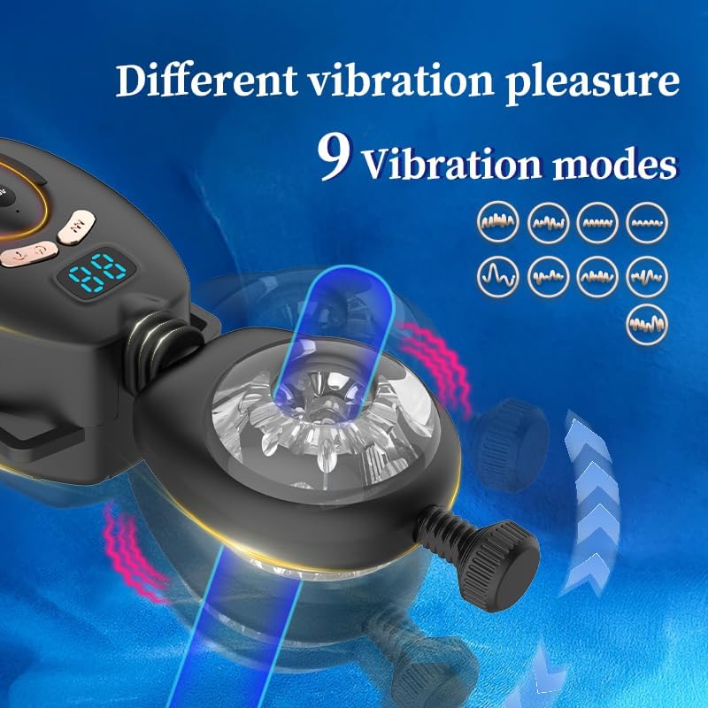 Wordone Wearable Automatic Male Masturbator with Adjustable LCD Display Black