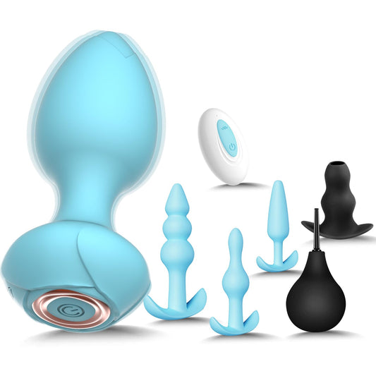 Sex Toys Butt Anal Plug - 6 Pack Training Kit Set Silicone Vibrating Butt Plug with Remote Control Adult Toys for Women, Men, Couple and Beginners