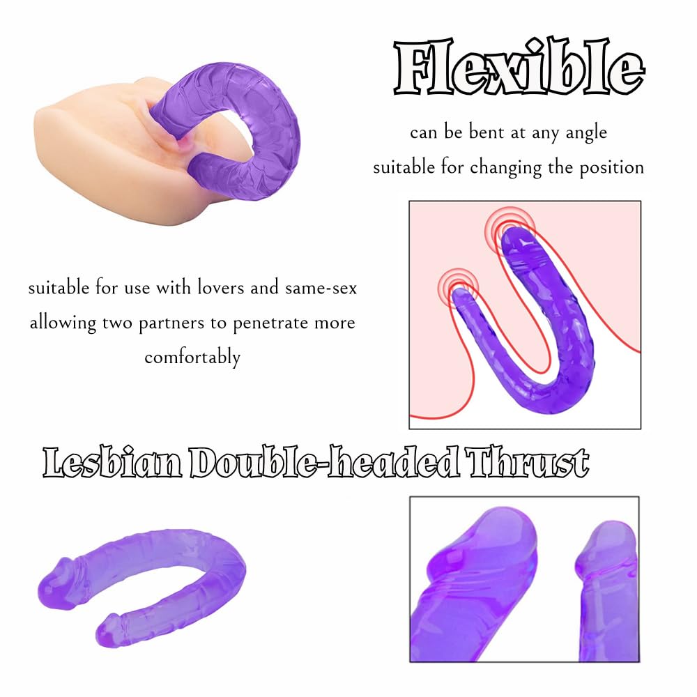 Lifelike Dildo Double Dong Big Penis for Women, G-spot Stimulation Realistic Dildo Double Side 2 Head Dildo, Adult Sex Toy for Anal Vaginal Play Anus Stimulator for Women Lesbian Gay Man Couples
