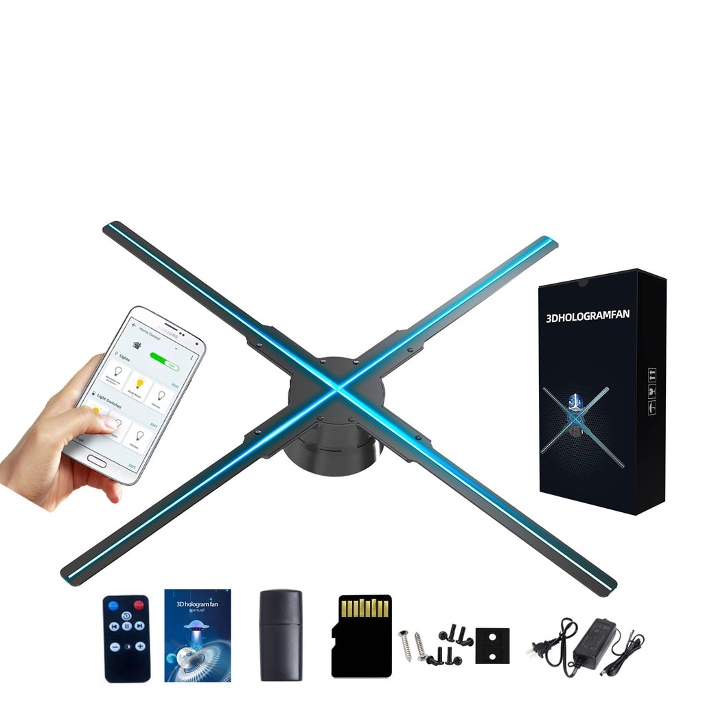 Yoldsud 3D Hologram Fan 20 Inch WiFi Holographic Projector Advertising Display - 576 HD LEDs High Resolution - App PC Control, Bluetooth Audio - 1500 Video Library for Business Store Holiday Events