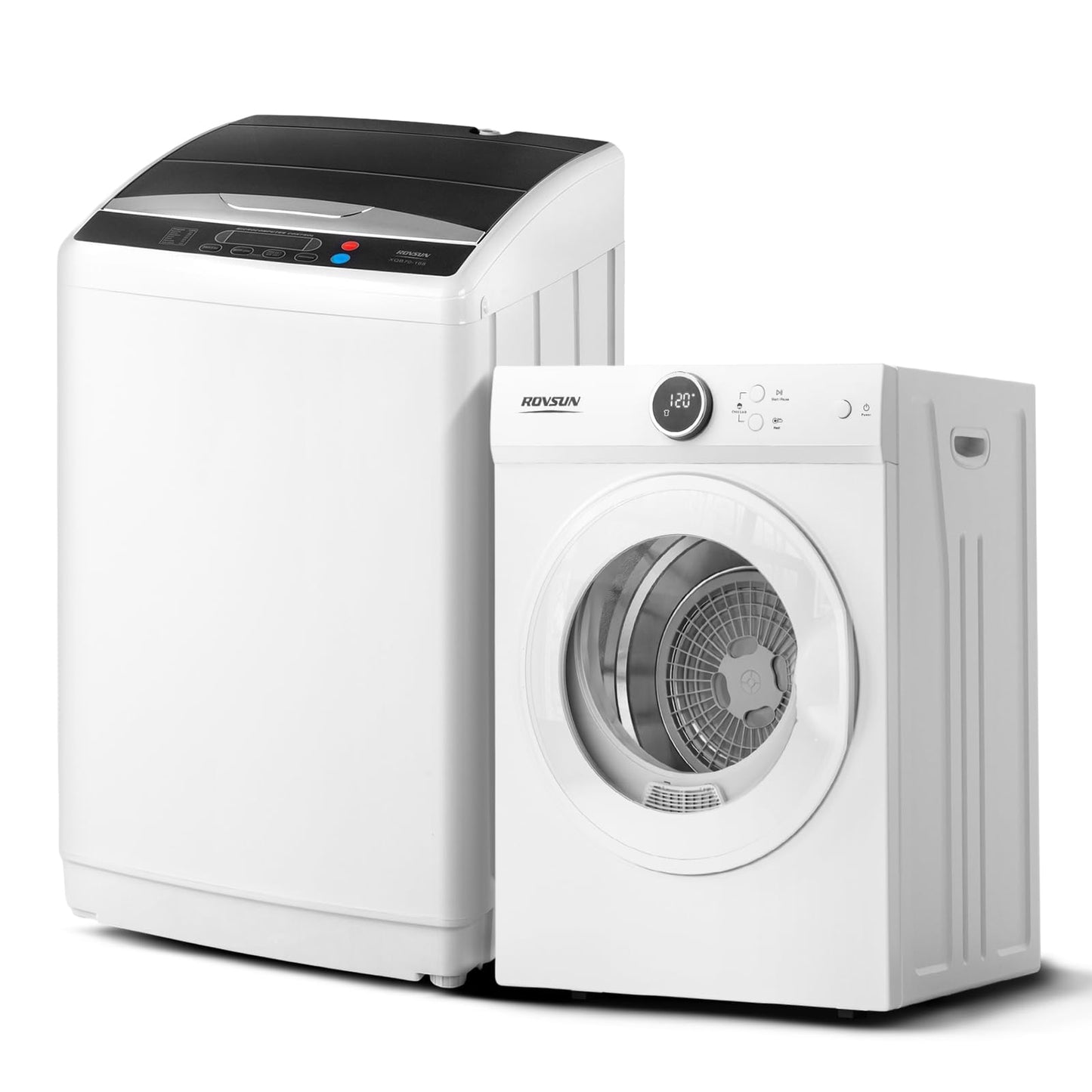 ROVSUN Full-Automatic Washing Machine and Portable Clothes Dryer Set, Compact Laundry Washer and Dryer Combo Set