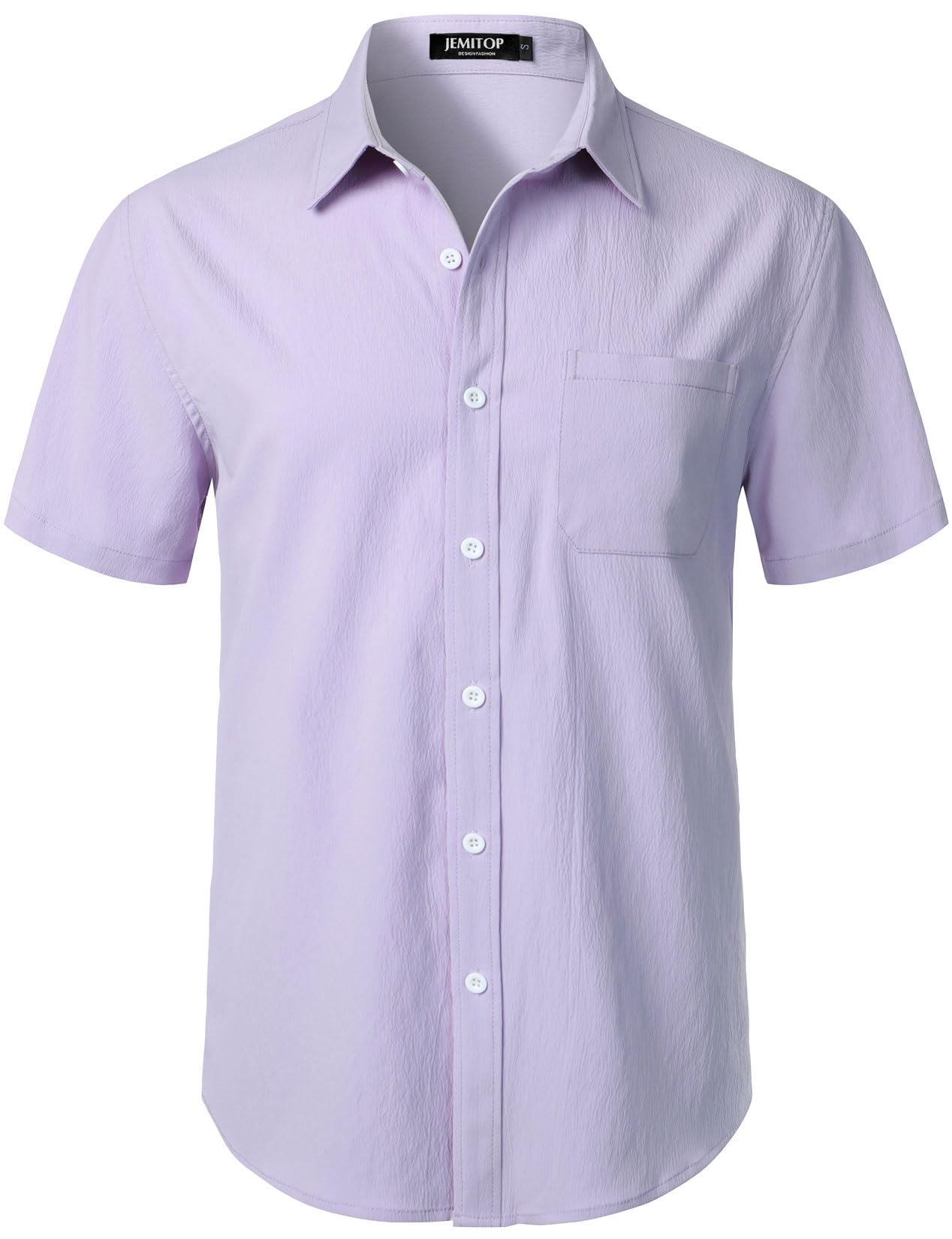 JEMITOP Men's Stretch Wrinkle Free Short Sleeve Texture Shirt Lightweight Summer Button Down Shirts for Beach Vacation