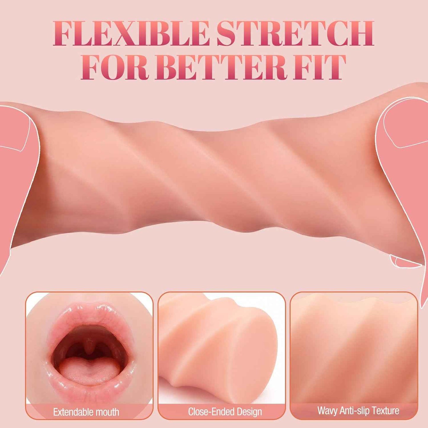 Mini Male Masturbators Oral Sex Toys for Men, 3D Textured Realistic Blowjob Mouth Pocket Stroker Masturbator, Close-Ended Penis Training Pocket Oral Adult Toy for Man Beginners Masturbation