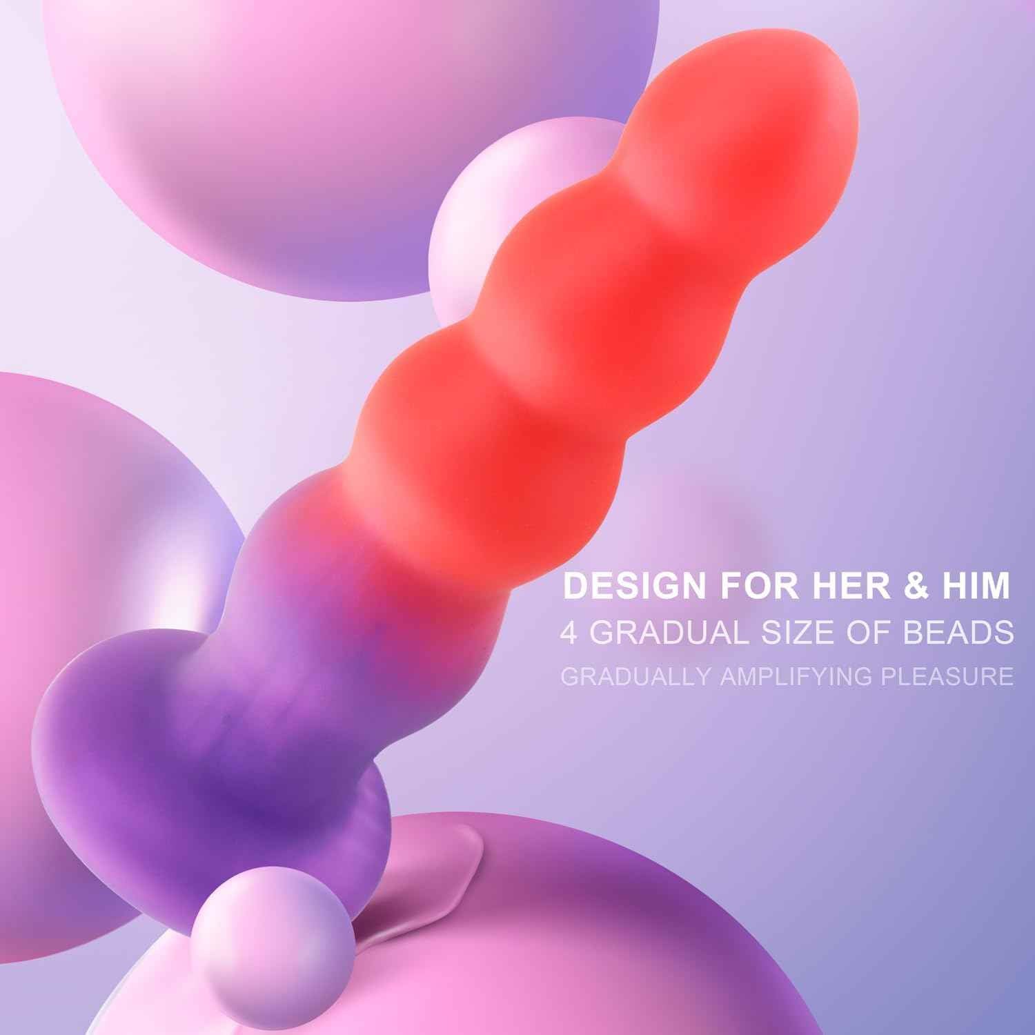 6.3'' Silicone Anal Butt Plug,Soft Anal Beads Anal Trainer Dildo,Anus Dilator Masturbator Adult Sex Toys with Strong Suction Cup for Hands-Free Play,Female G-spot Stimulator & Male Prostate Massager