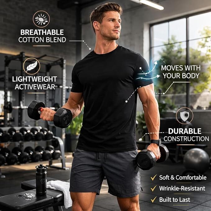 BILLIONHATS 12 Pack Plus Size Men's Cotton T-Shirts Bulk Big & Tall, Premium Fitted, Lightweight Classic Short Sleeve Tees