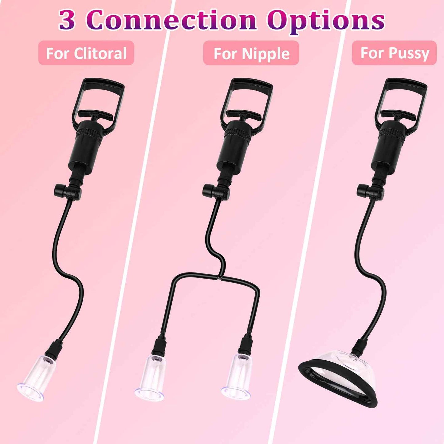 Pussy Pump Nipple Sucking Toys for Women - Female Vacuum Vagina Pump with 4 Cups & Clitoral Sucking for BDSM Pleasure