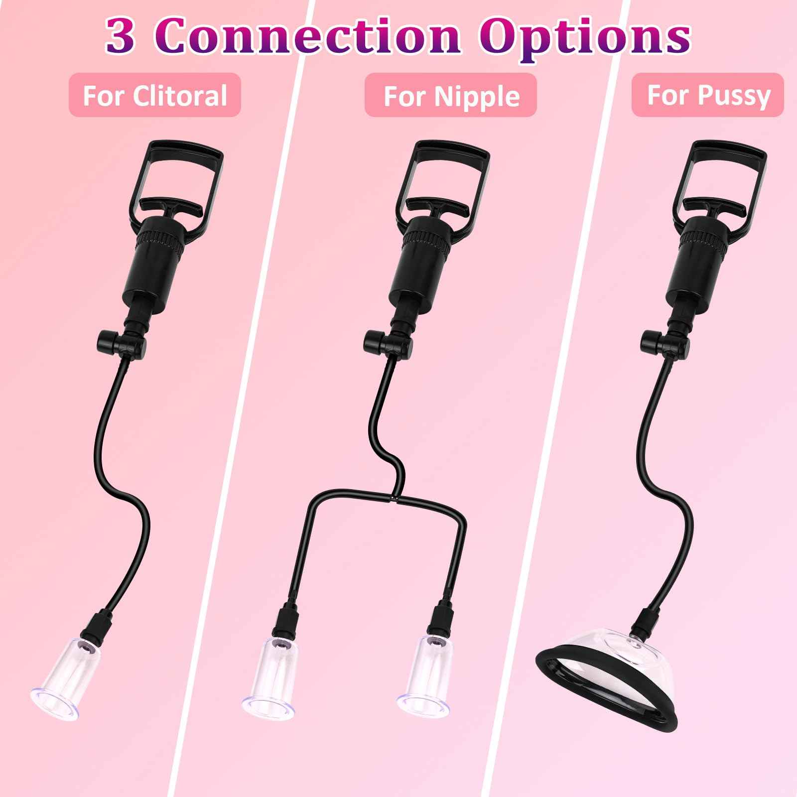 Pussy Pump Nipple Sucking Toys for Women - Female Vacuum Vagina Pump with 4 Cups & Clitoral Sucking for BDSM Pleasure