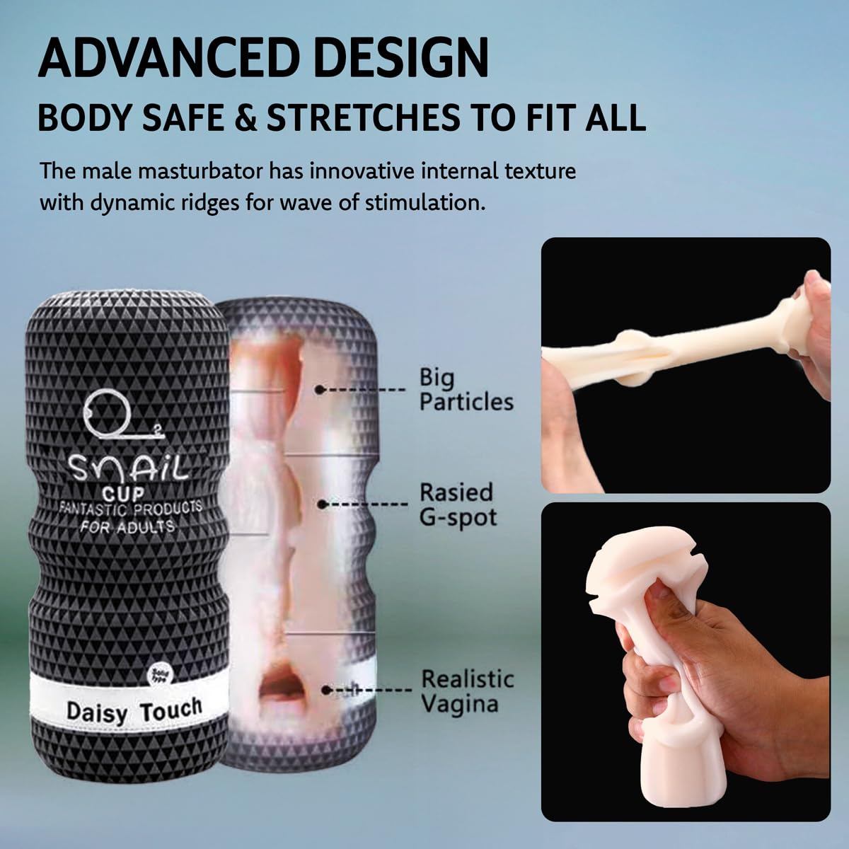 ORAMUS Ultra-Stretchy Male Masturbator with Discreet Storage Case - Pocket Pussy with Realistic Soft Texture - Compact Adult Sex Toy for Men - Pussy Pocket - Stress Relief Gifts for Men ST-003