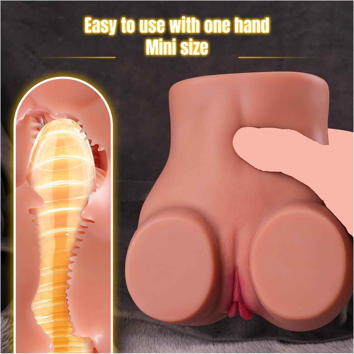 Pocket Pussy 2.05LB Small Ass Sex Doll Male Sex Toys for Men Realistic Male Masturbator Hand Size Torso Butt Stroker Ass with Viginal and Tight Anal Chanel (2.05LB)