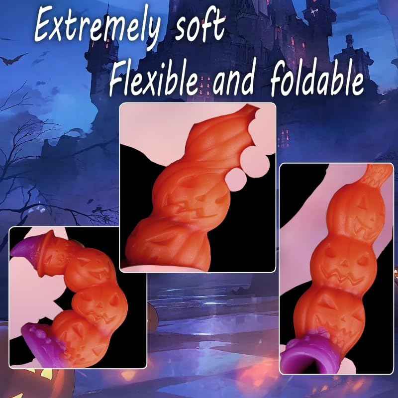 4.72in Magic Pumpkin Fantasy Monster Dildo, Realistic Glow Silicone Anal plug with Strong Suction Cup, Thick Anal Dildo Anal Beads, Fantasy Monster Dildo Gay Sex Toys for Beginner Men Women Couple Gay