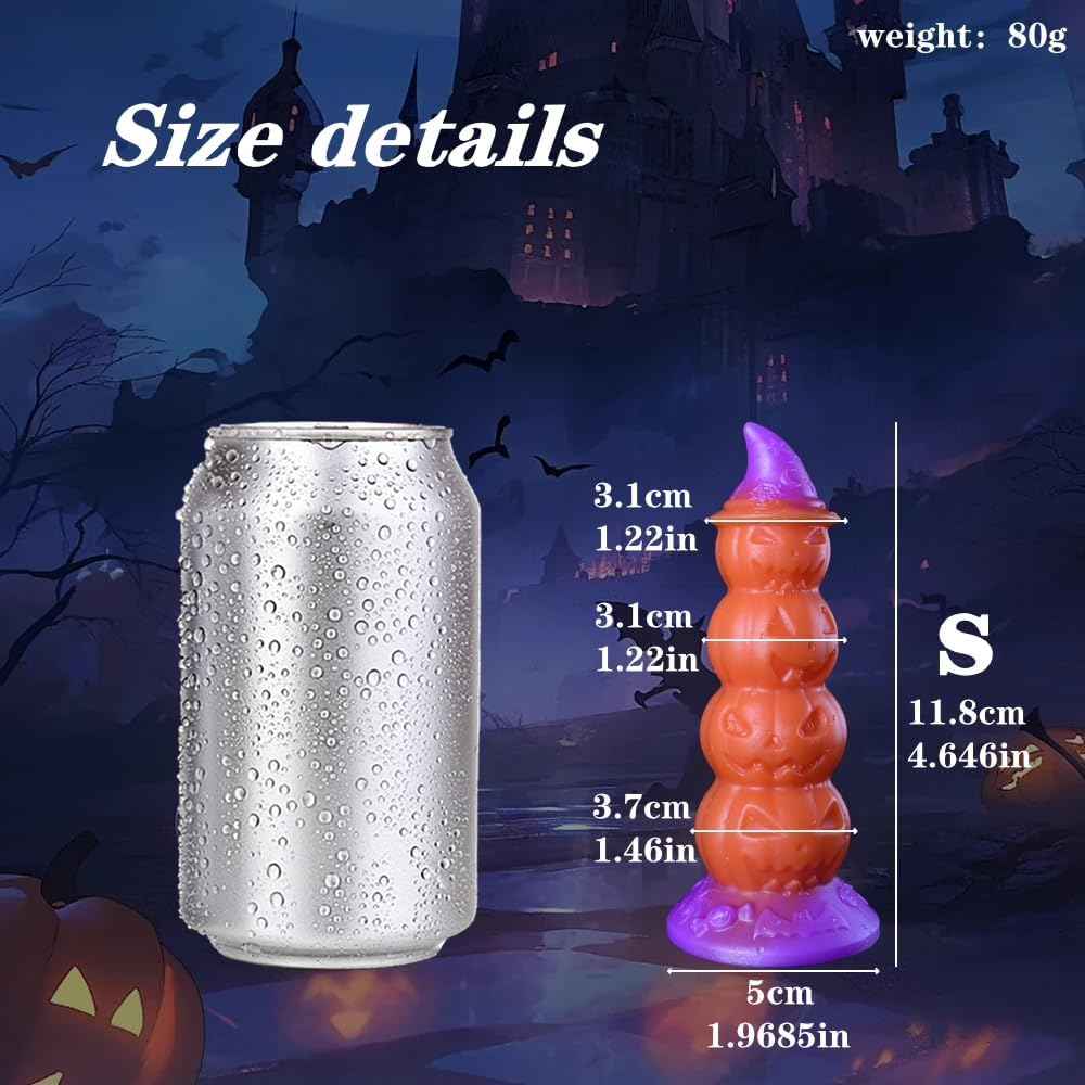 4.72in Magic Pumpkin Fantasy Monster Dildo, Realistic Glow Silicone Anal plug with Strong Suction Cup, Thick Anal Dildo Anal Beads, Fantasy Monster Dildo Gay Sex Toys for Beginner Men Women Couple Gay