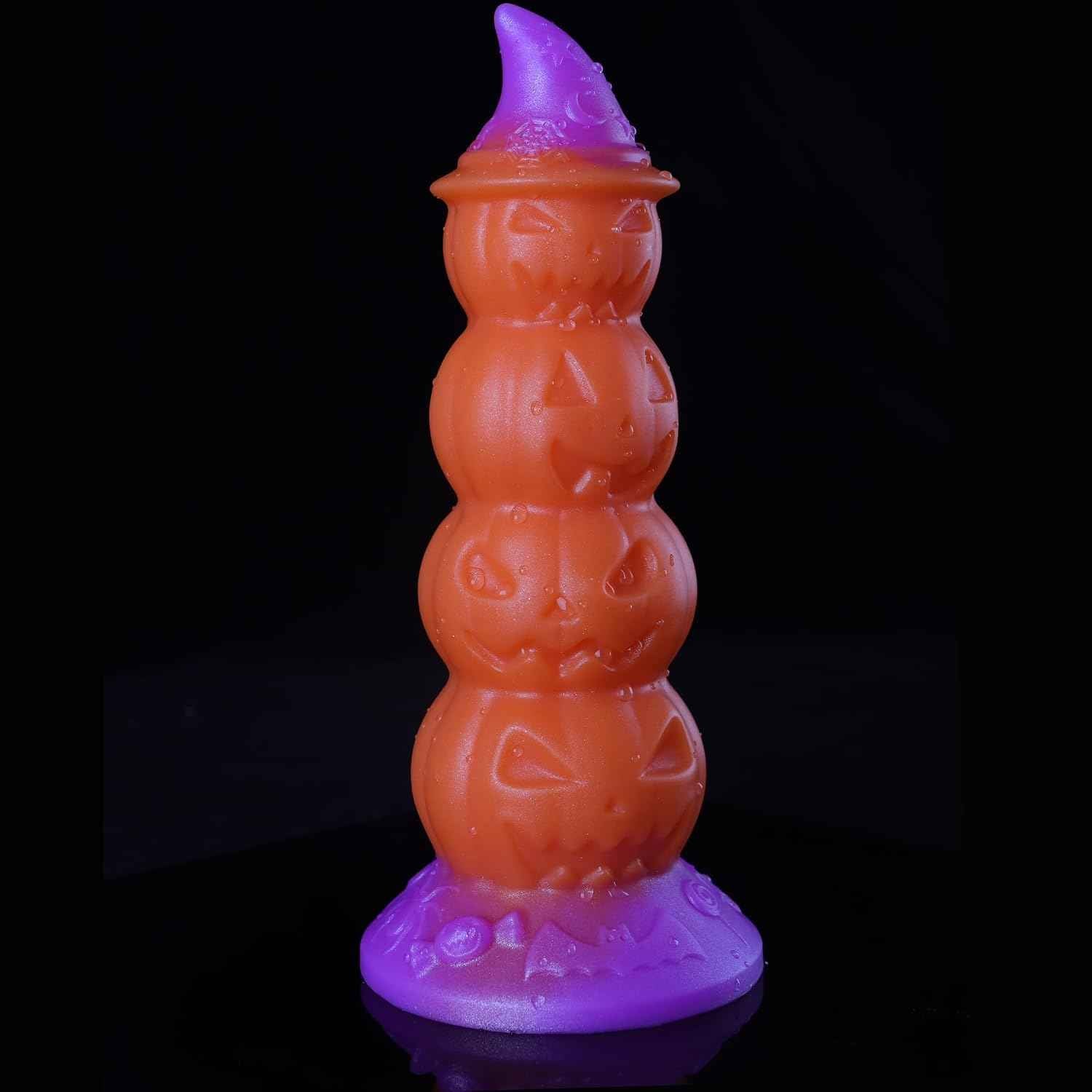 4.72in Magic Pumpkin Fantasy Monster Dildo, Realistic Glow Silicone Anal plug with Strong Suction Cup, Thick Anal Dildo Anal Beads, Fantasy Monster Dildo Gay Sex Toys for Beginner Men Women Couple Gay