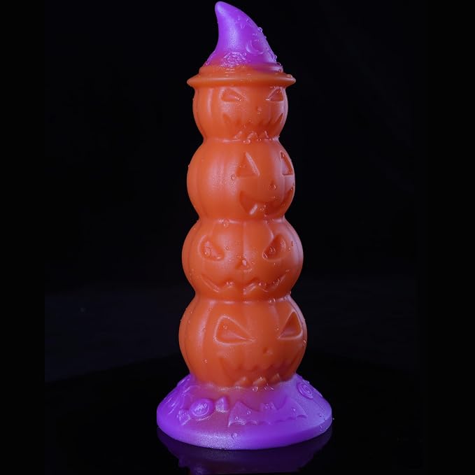 4.72in Magic Pumpkin Fantasy Monster Dildo, Realistic Glow Silicone Anal plug with Strong Suction Cup, Thick Anal Dildo Anal Beads, Fantasy Monster Dildo Gay Sex Toys for Beginner Men Women Couple Gay