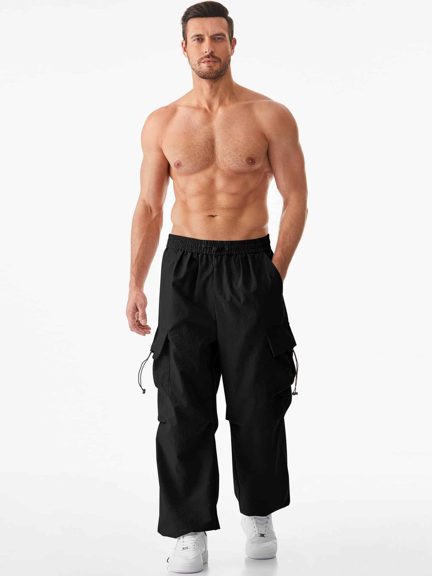 JMIERR Men's Baggy Cargo Pants Trendy Casual Parachute Pant Loose Fit Harem Joggers with Pockets for Streetwear