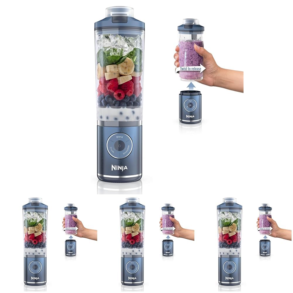 Ninja Blender, Blast Max, Cordless, Personal Blender for-Smoothies, Frozen Drinks, Ice Crush, 22 oz. Removable Vessel, Leakproof-Lid, BPA-Free, Dishwasher Safe, Auto-iQ Technology