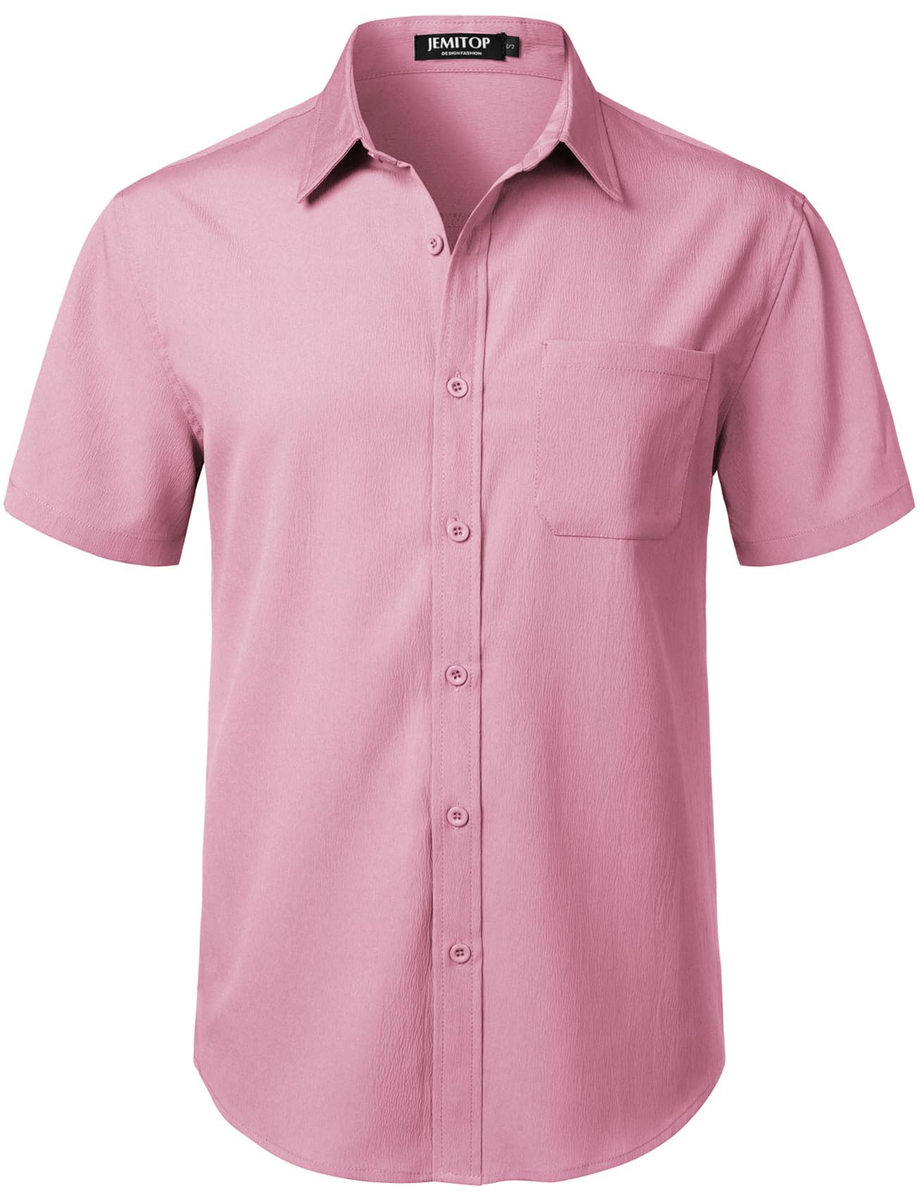 JEMITOP Men's Stretch Wrinkle Free Short Sleeve Texture Shirt Lightweight Summer Button Down Shirts for Beach Vacation