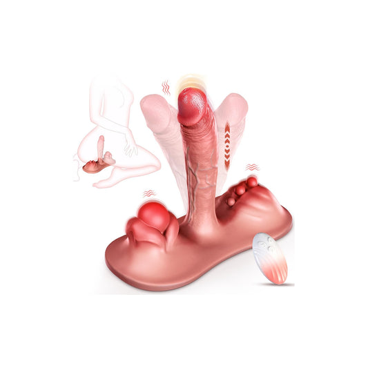 Sit and Ride Dildo Vibrator - Women Sex Toys with 10 Thrusting & Vibrating Modes and Intelligent Heating, Remote Control Thrusting Dildo for Clit Anal G Spot Triple Stimulation Adult Sex Toy Couples