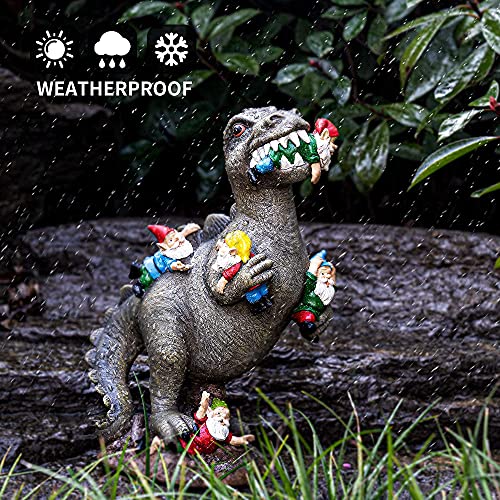 SOWSUN Garden Dinosaur Gnomes Statues Yard Decorations Outdoor Garden Decor