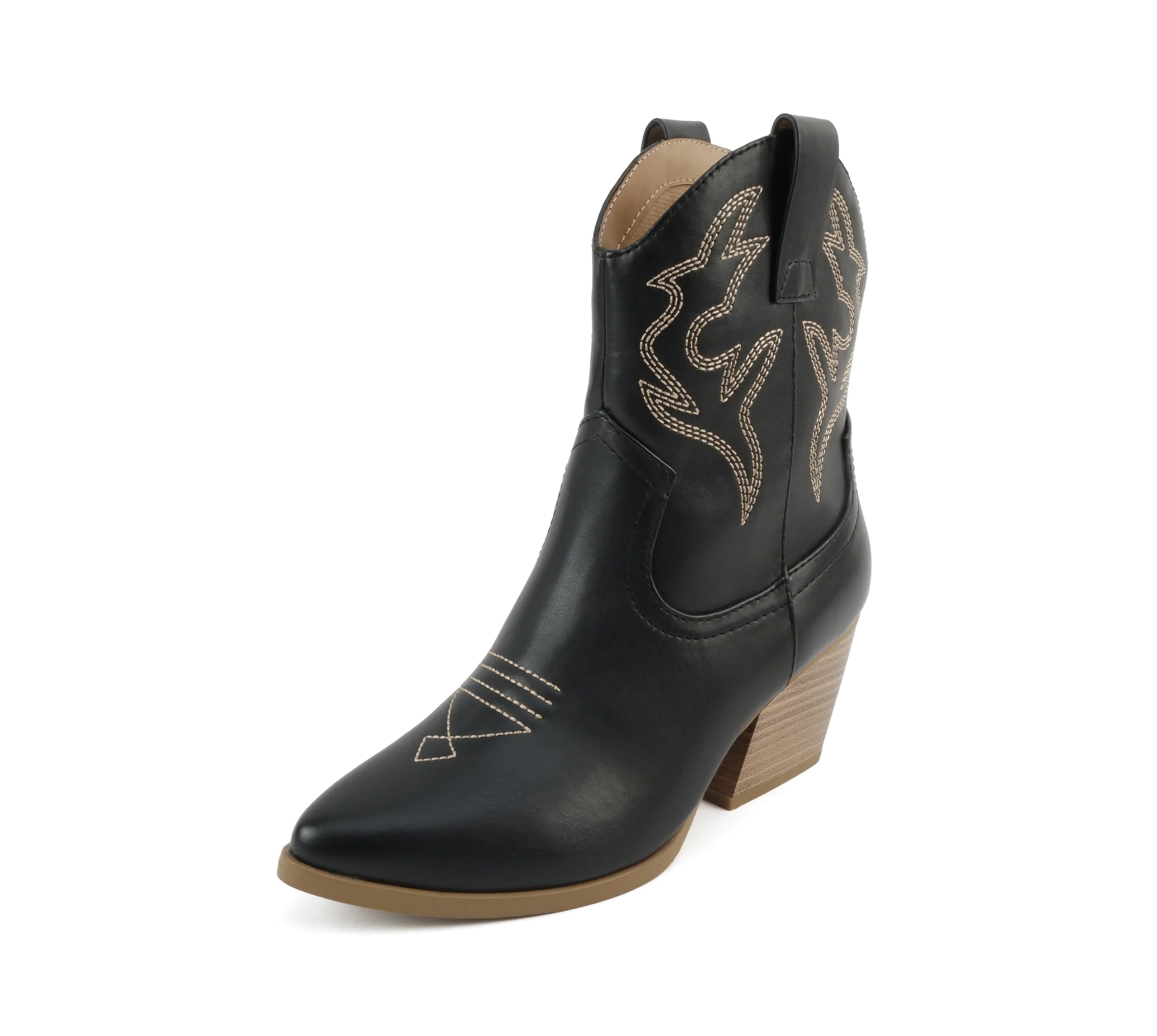 Soda “BLAZING” ~ Women Western Bootie Pointe Toe with Low Heel (Wide Fit Available)