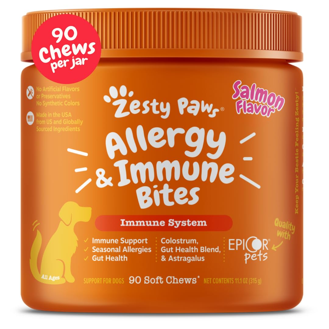 Zesty Paws Dog Allergy Relief- Dog Itching Skin Relief- Dog Probiotics for Itchy Skin and Itchy Ears- Dog Allergy Paw Relief- Dog Allergy Chews- Dog Itch Relief - Dog Skin Allergy Relief