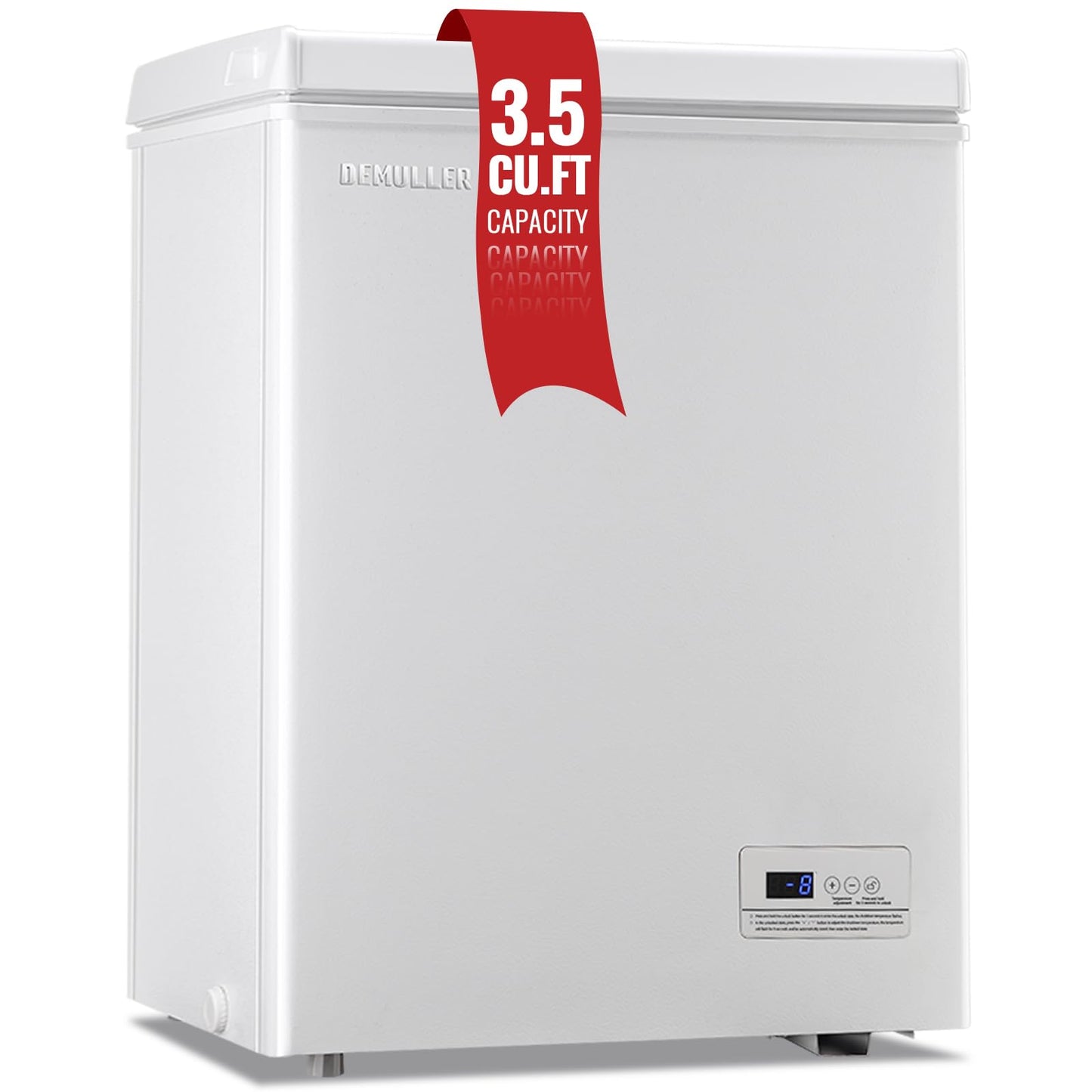 DEMULLER Chest Deep Freezer Top Open Door Freezer with eletronic panle(accruate to 1℉) Freestanding Freezer with TWO Storage Baskets Great for Kitchen Office Dorm