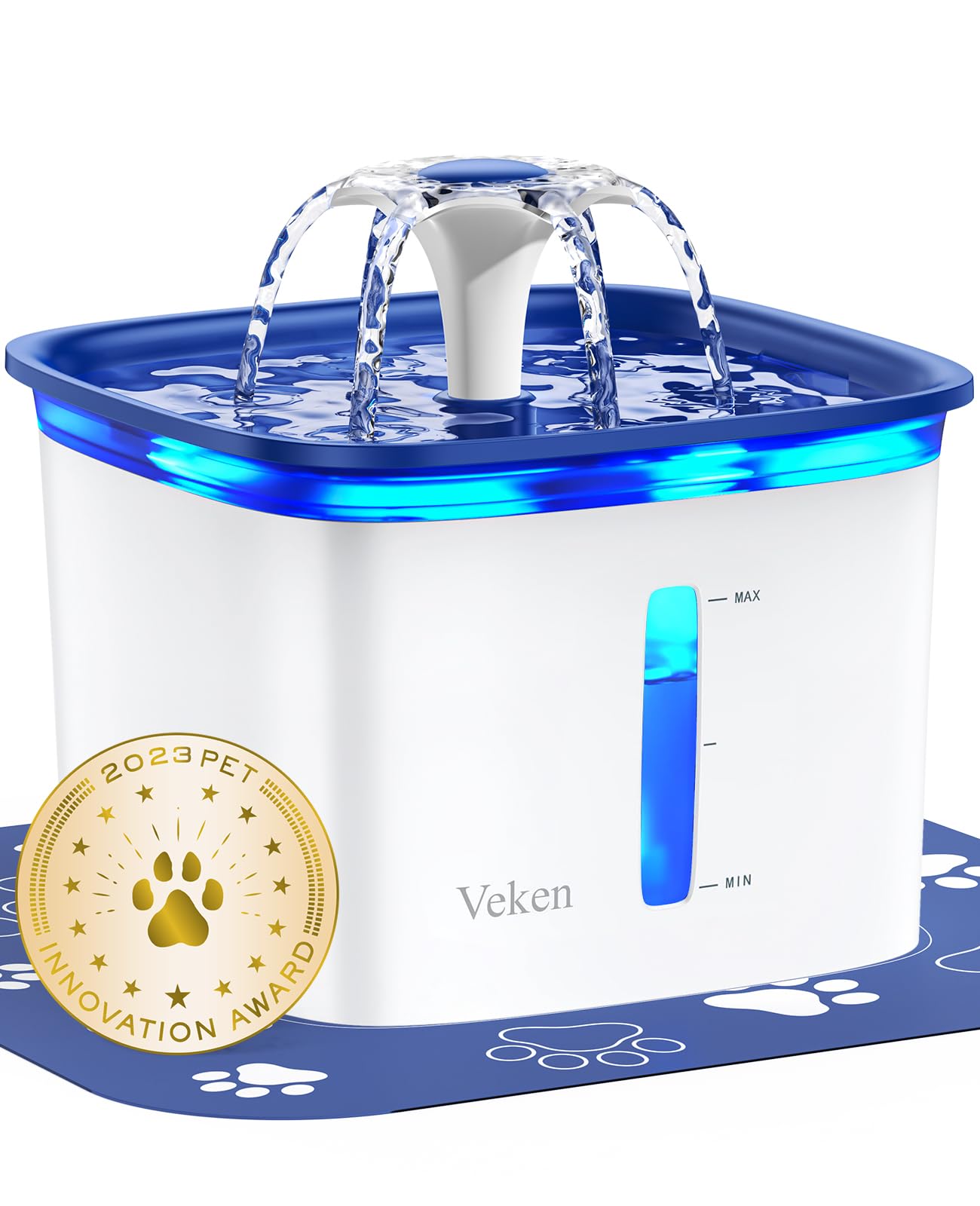 Veken Innovation Award Winner 95oz/2.8L Pet Fountain, Automatic Cat Water Fountain Dog Water Dispenser with Replacement Filters for Cats, Dogs, Multiple Pets