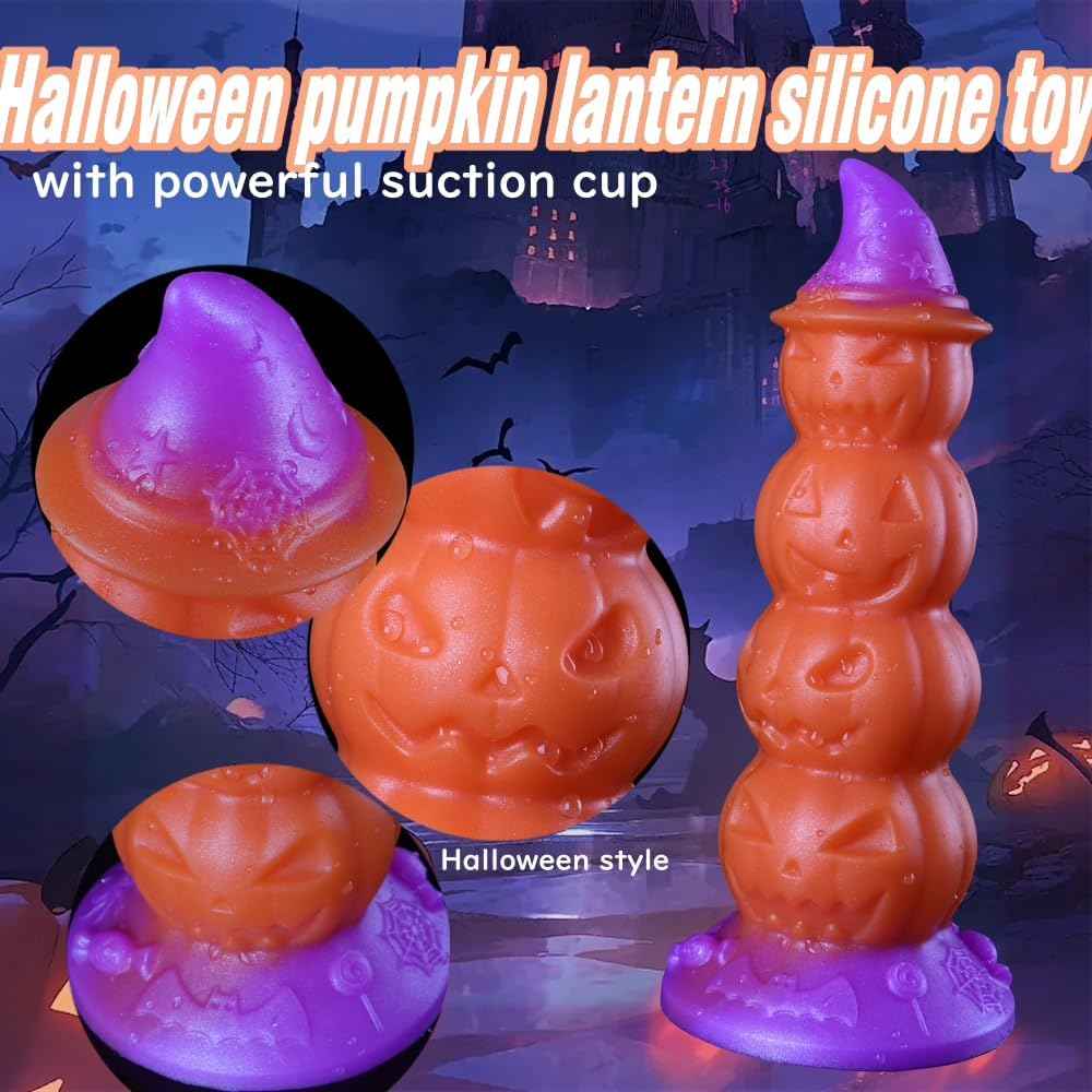 4.72in Magic Pumpkin Fantasy Monster Dildo, Realistic Glow Silicone Anal plug with Strong Suction Cup, Thick Anal Dildo Anal Beads, Fantasy Monster Dildo Gay Sex Toys for Beginner Men Women Couple Gay