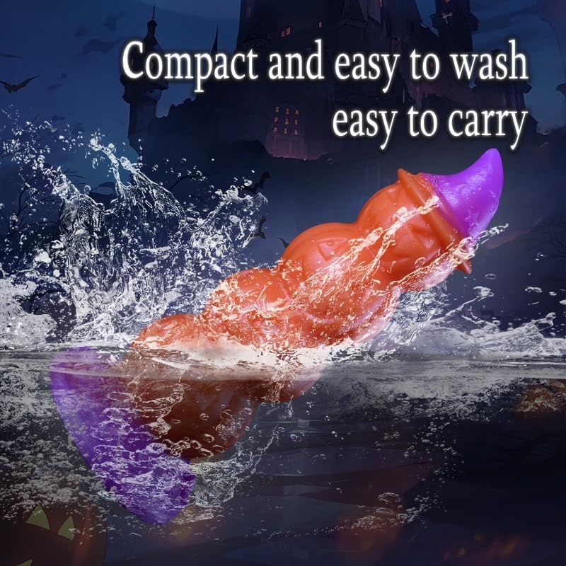 4.72in Magic Pumpkin Fantasy Monster Dildo, Realistic Glow Silicone Anal plug with Strong Suction Cup, Thick Anal Dildo Anal Beads, Fantasy Monster Dildo Gay Sex Toys for Beginner Men Women Couple Gay