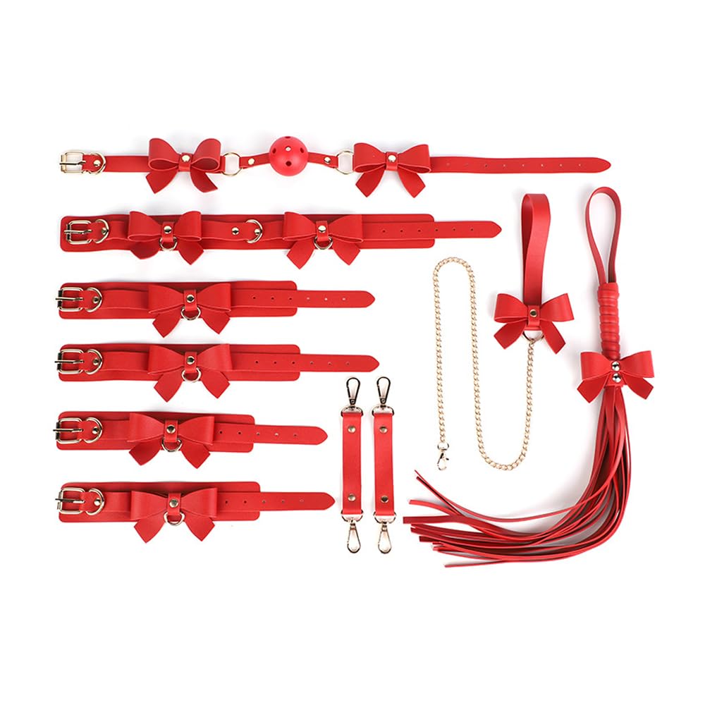 BDSM Sets Adult Toys Bondage Restraints Couples Sex Toys Bear Whip apertural Plug Handcuffs Footcuffs New Sex Games Sex Bondage red.